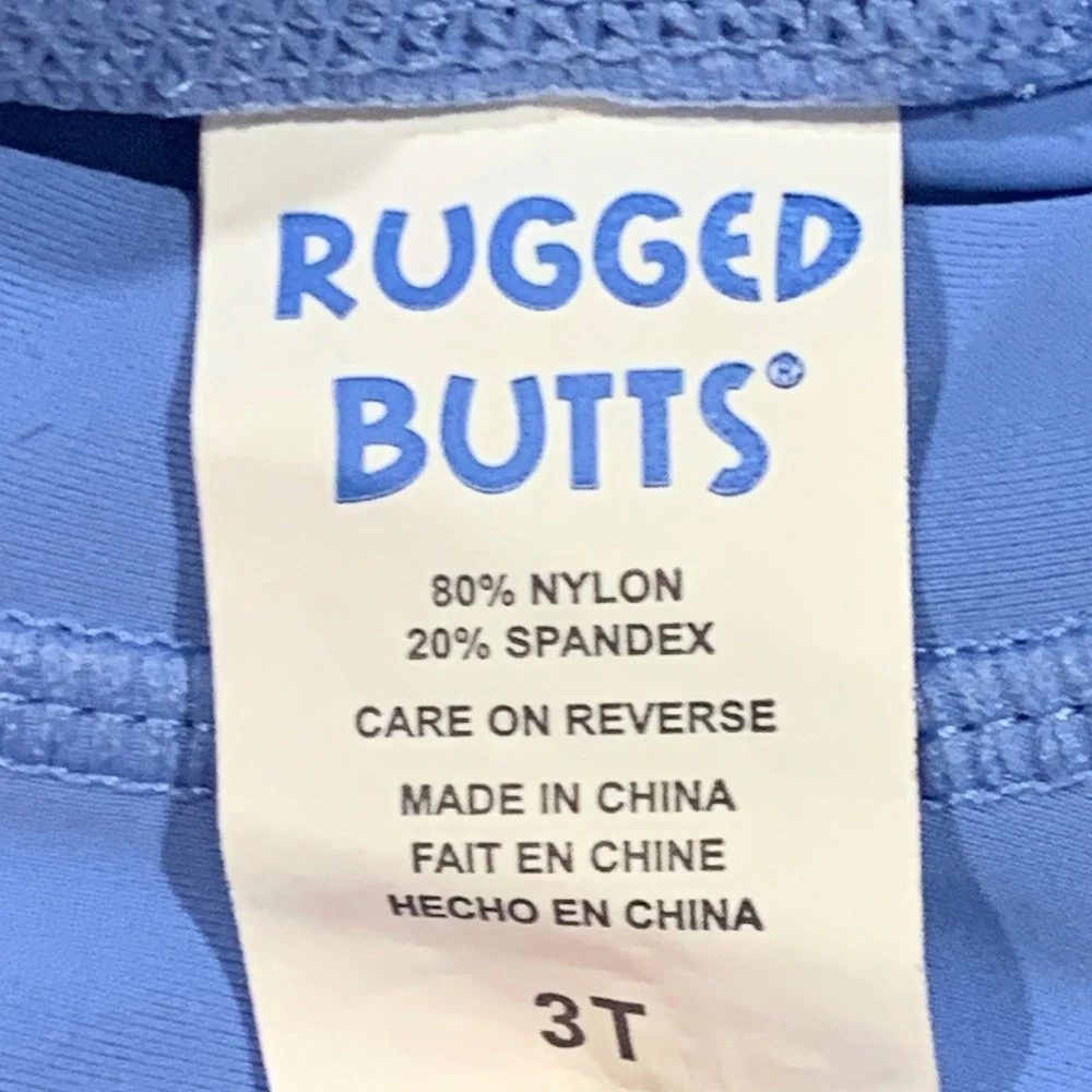 Rugged Butts Boys 3T Long Sleeve Rash‎ Guard Swim Shirt Blue UPF Sun Protection